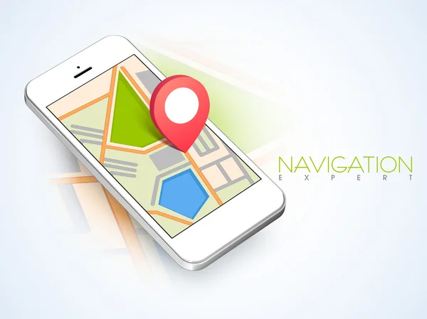 Mapa nawigacji z smartphone. — Wektor stockowy