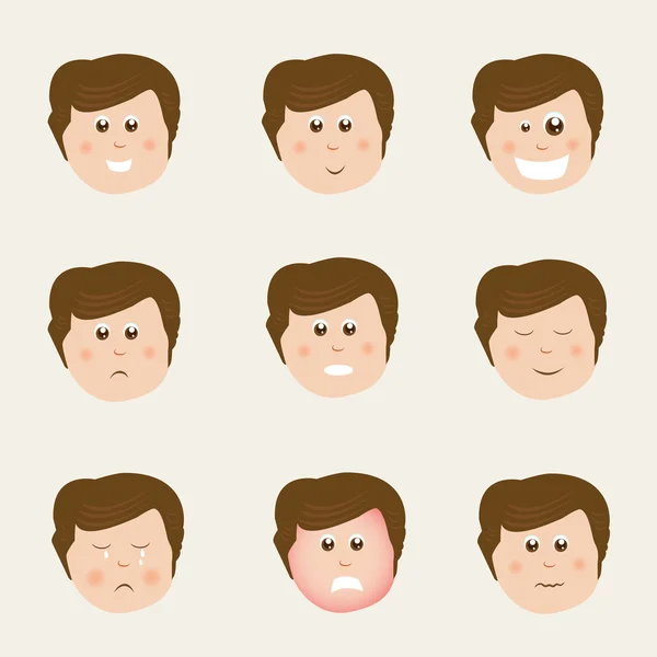 Conjunto de diferentes expresiones faciales. — Vector de stock