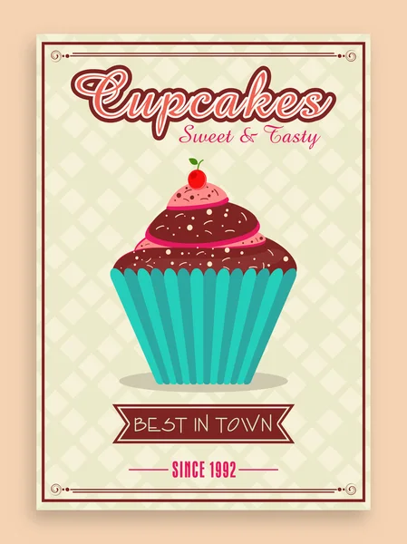 Flyer of menu kaart voor cupcake hoek. — Stockvector