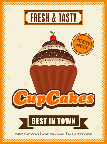Flyer of menu kaart voor cupcake hoek. — Stockvector