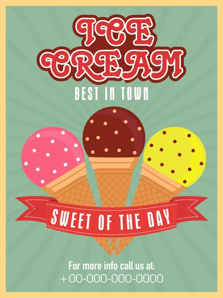 Diseño de tarjeta de menú de helado con estilo . — Vector de stock