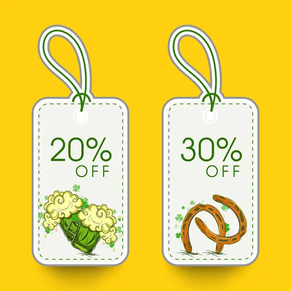 Sale tags for Happy St. Patrick's Day celebration. — Stock Vector