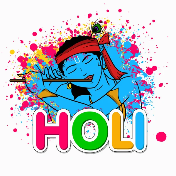 Индийский фестиваль, празднование Холи с Господом Кришной . — стоковый вектор