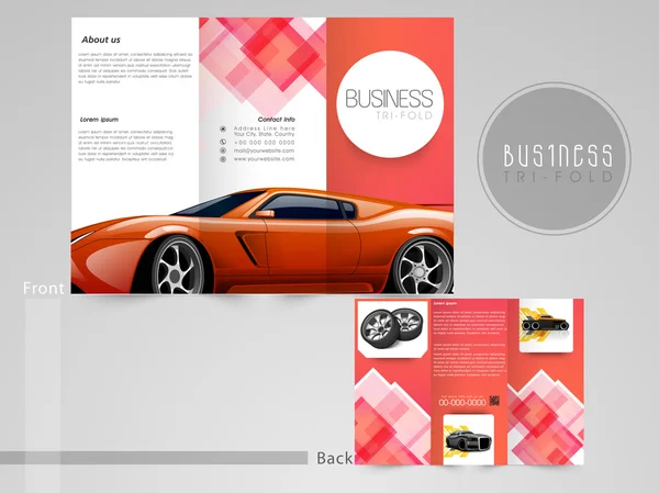 Professional trifold brochure for automobile sector. — Stock Vector