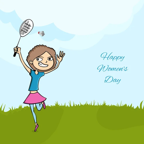 International Women's Day viering met jonge meisje. — Stockvector