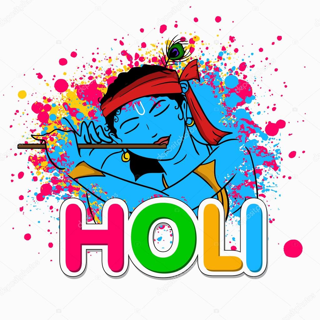 Indian festival, Holi celebration with Lord Krishna.