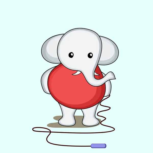 Character of elephant with skipping rope. — Stock Vector