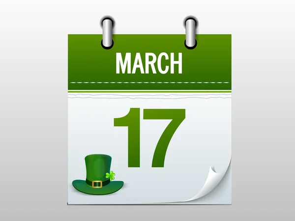 Calendar page for Happy St. Patrick's Day celebration. — Stock Vector