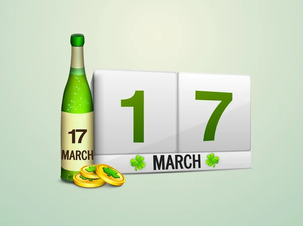 Happy St. Patrick je den oslav s pivem a mince. — Stockový vektor