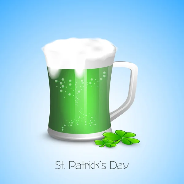 Green beer for Happy St. Patrick's Day celebration. — Stock Vector