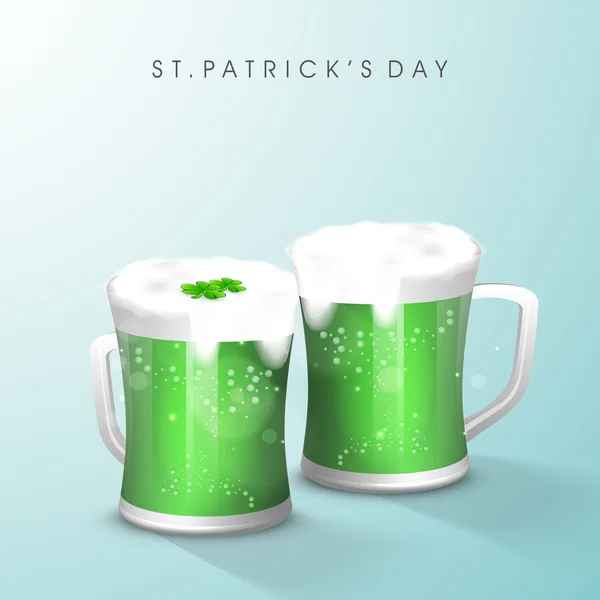 幸せの St. Patrick's の日のお祝いのため緑のビール ジョッキ. — ストックベクタ