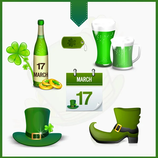 Set of St. Patrick's Day celebration ornaments. — Stock Vector