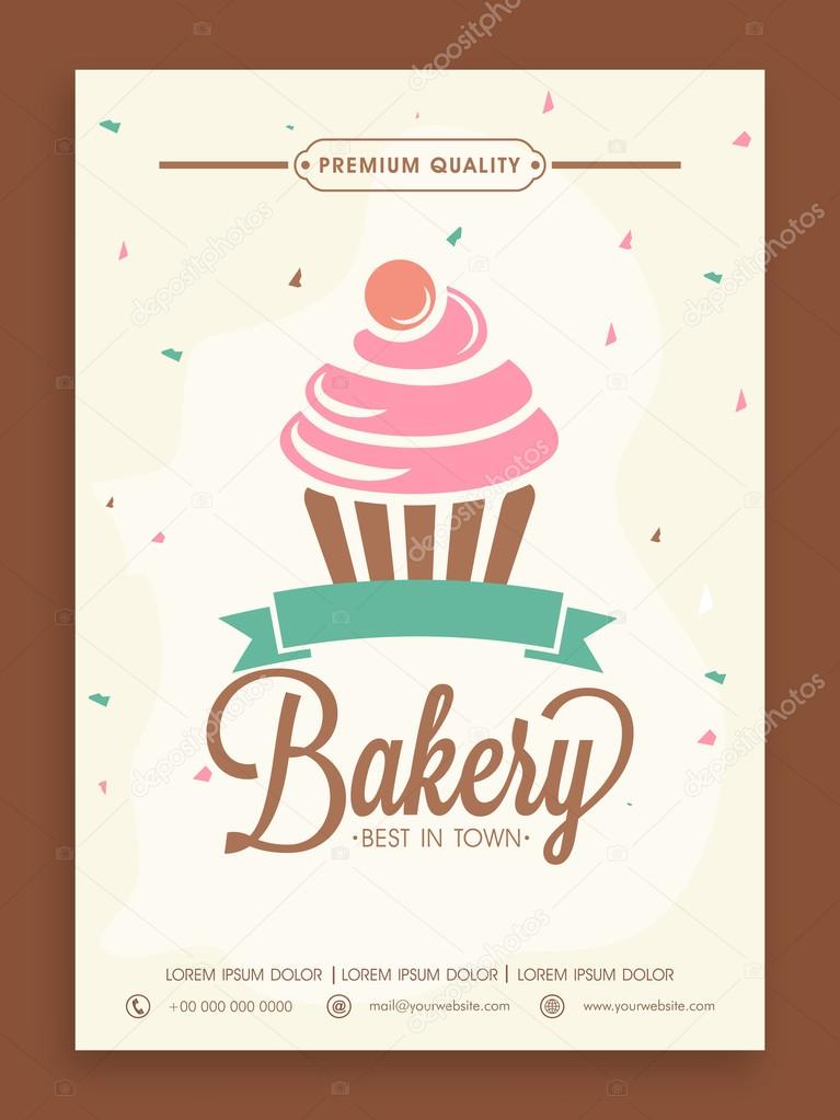 Stylish flyer or menu card for bakery shop.