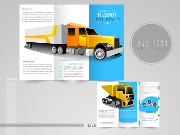 Professionele driebladige brochure, catalogus en flyer voor vervoer bedrijf. — Stockfoto
