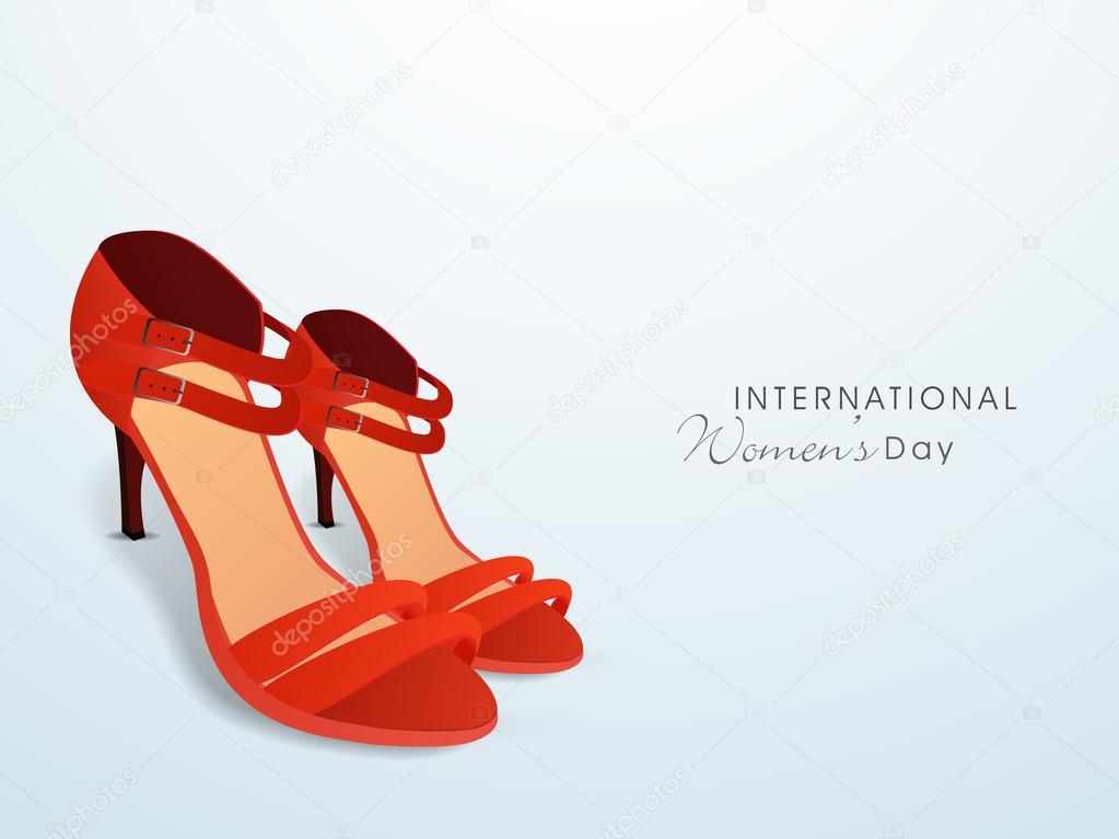 Red ladies shoes for International Women's Day celebration.