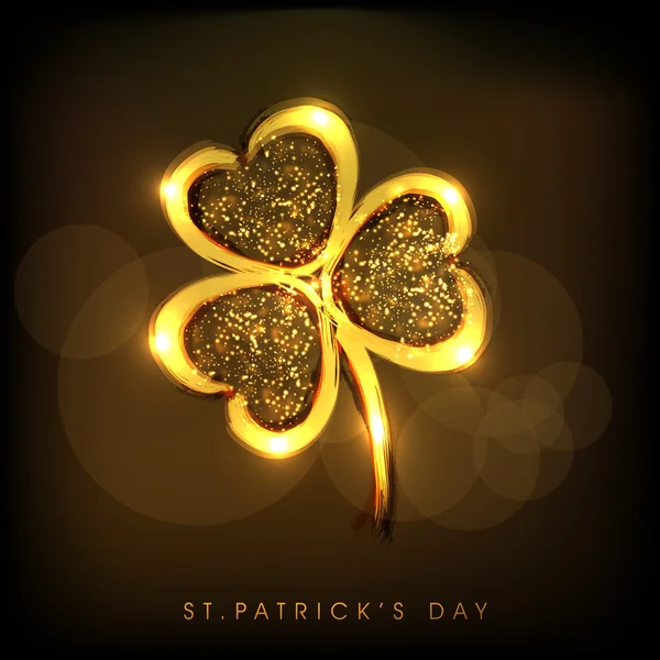 Golden shamrock list pro šťastný St. Patrick je den. — Stockový vektor