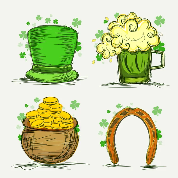 Reihe von St. Patrick 's Day Feier Ornamenten. — Stockvektor