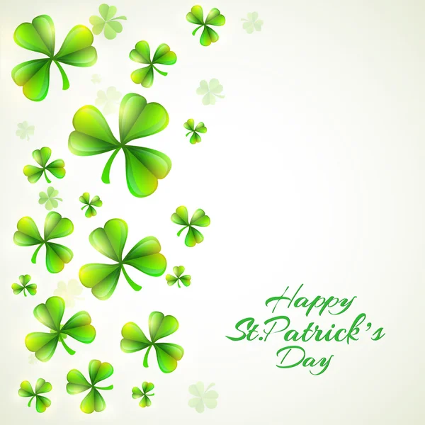 Happy st. patrick 's day feier mit shamrock blättern. — Stockvektor