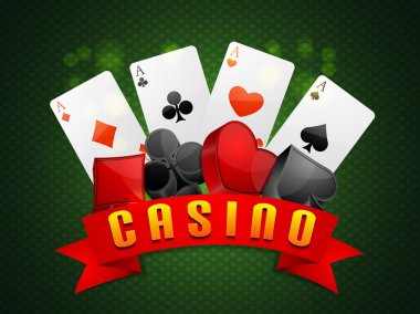 Casino için 3d sembolleri ile aynı hizada kartları.