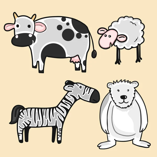 Set van dierlijke karakters. — Stockvector