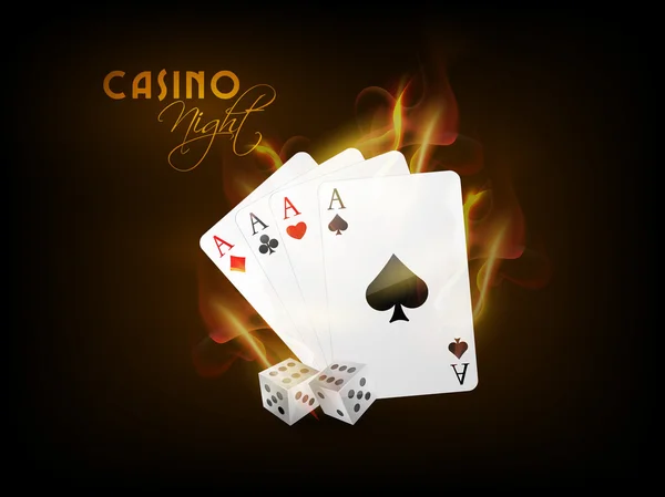 Jugar a las cartas con dados para la Noche de Casino . — Archivo Imágenes Vectoriales