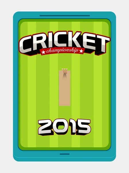 Cricket conceito de esportes com iPad . — Vetor de Stock