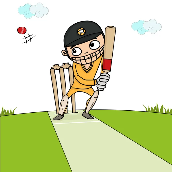 A denevér és labda koncepció Cricket a batsman. — Stock Vector