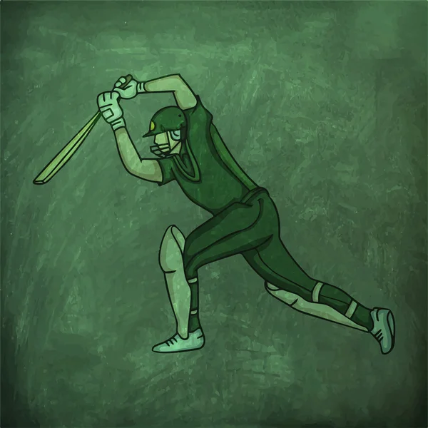 Eylem kriket spor kavram için oynarken topa vuran oyuncu. — Stok Vektör
