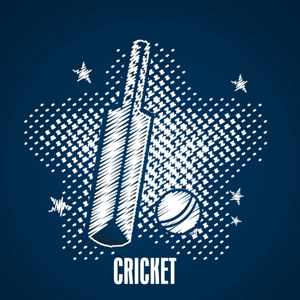 Stijlvolle badjes en balletjes voor Cricket. — Stockvector