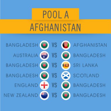 World Cup 2015, Afghanistan match schedule. clipart