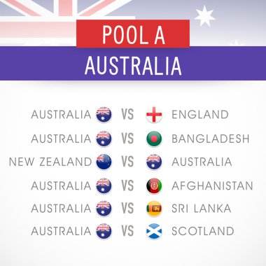Avustralya 2015 Dünya Kupası maç programı.