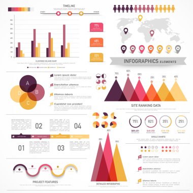 iş için Infographics öğeleri kümesi.