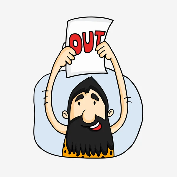 Caveman showing out for Cricket concept. — Stock Vector