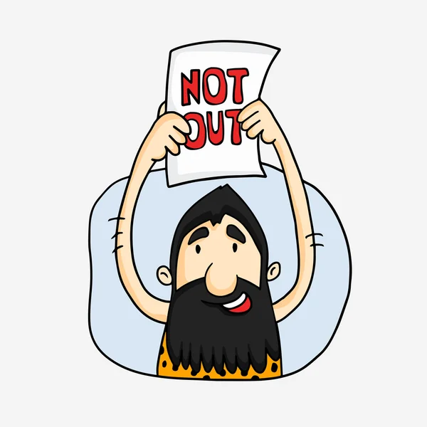 Caveman showing not out for Cricket concept. — Stock Vector