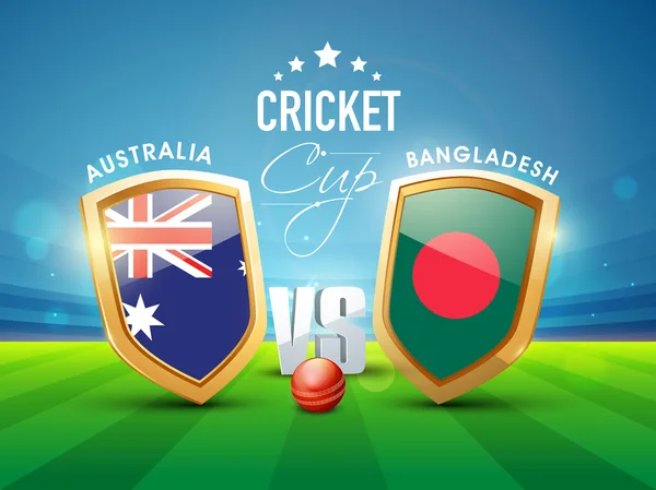 Ausztrália Vs Banglades krikett mérkőzés koncepció. — Stock Vector