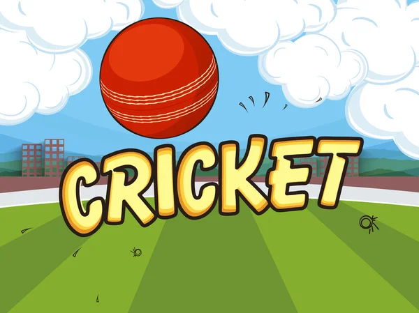 Cricket-Konzept mit rotem Ball. — Stockvektor