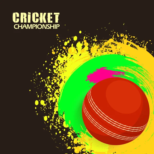 Concept de championnat de cricket avec balle rouge . — Image vectorielle