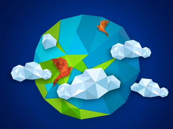 Земной шар Оригами на День Земли . — стоковый вектор