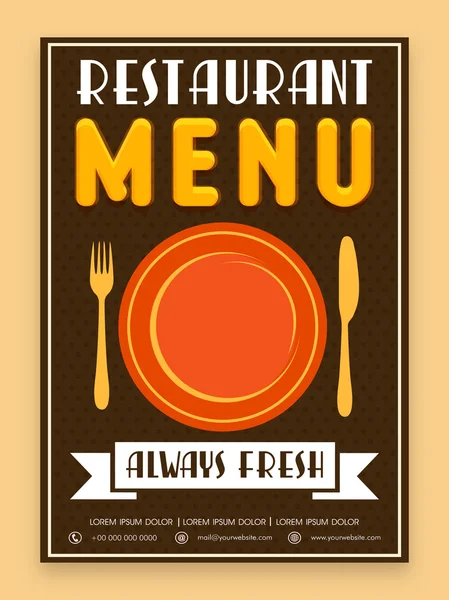Design de cartão de menu para restaurante . — Vetor de Stock