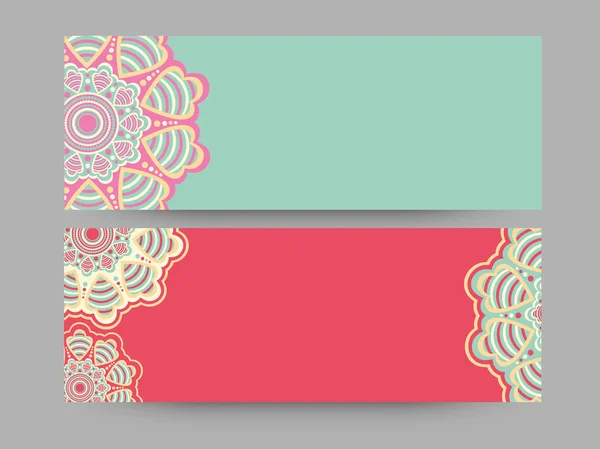 Floral ιστοσελίδα κεφαλίδας ή banner σύνολο. — Διανυσματικό Αρχείο