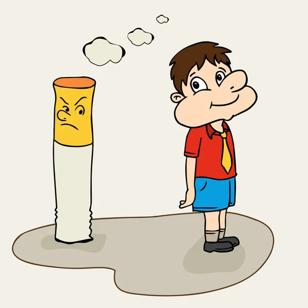 Cute boy with cigarette for No Smoking Day. — Stock Vector