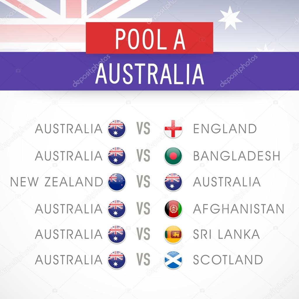 Australia 2015 World Cup match schedule.