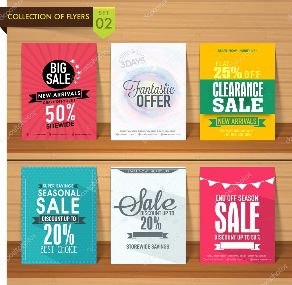 Collection of sale flyers.