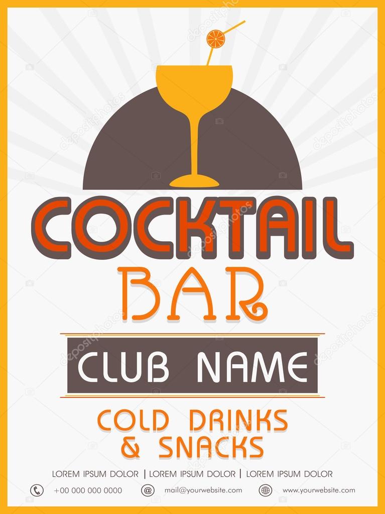 Menu card, template or flyer design for cocktail.