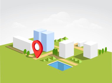 3d işaretçisiyle şehir haritası.