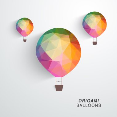 Uçan origami balonlar.