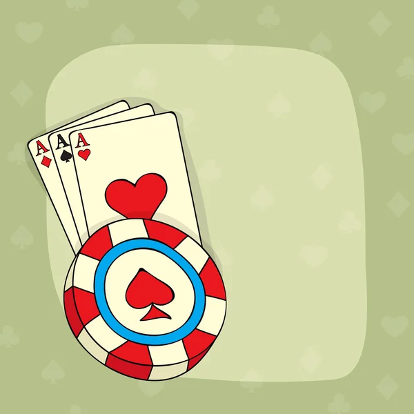 Ass-Karte mit Casino-Chip. — Stockvektor