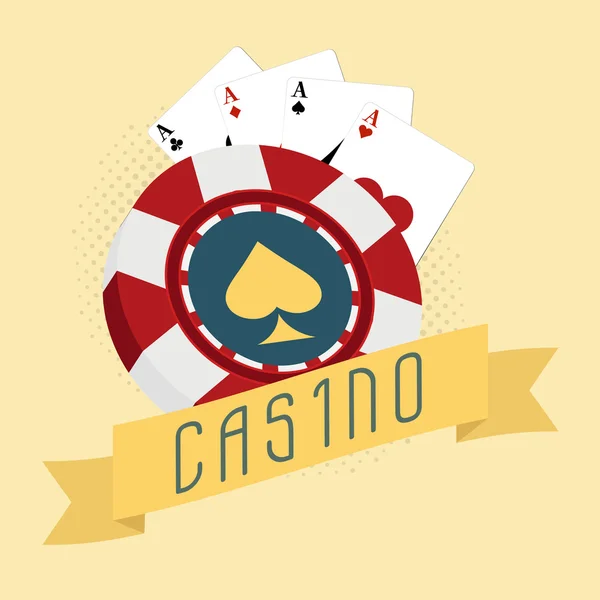 Casino chip with playing cards. — Stock Vector