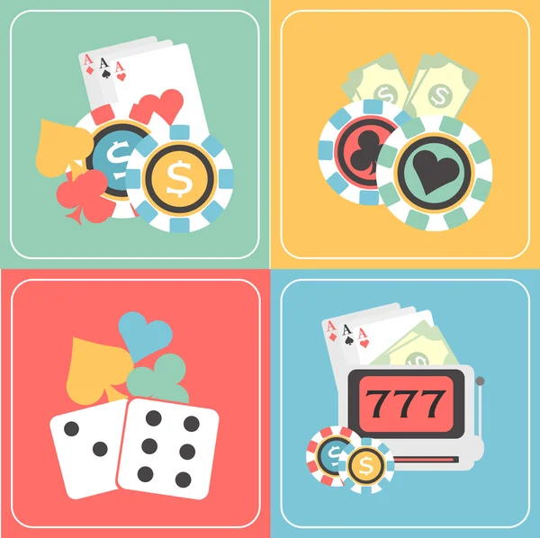 Reihe von Casino-Elementen. — Stockvektor
