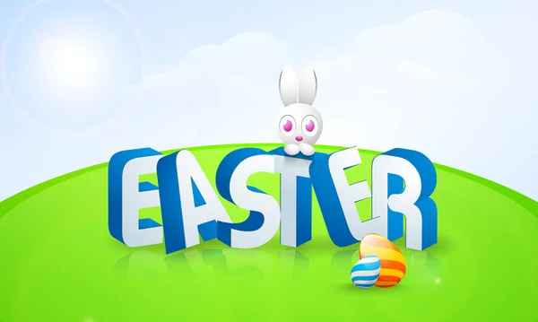 Happy Easter viering met schattige paashaas en eitjes. — Stockvector